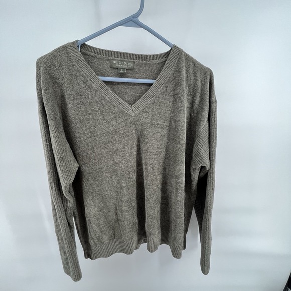 Barefoot Dreams CozyChic Ultra Lite Lounge Set V Neck Sweater Pants M Green - Picture 2 of 9